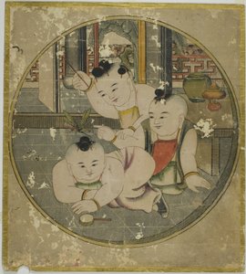 Zdjęcie Modliszki i trójki dzieci 蟷螂三童図 (Tourou sandou zu) autorstwa Unknown artist
