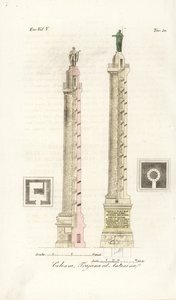 Plan i elewacja Kolumny Trajana i Kolumny Marka Aureliusza autorstwa Unknown artist
