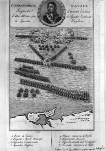 Plan bitwy pod Trafalgarem (Hiszpania). 21 października autorstwa Unknown artist