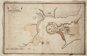 Plan miasta i twierdzy Gariah, ok. 1755 (tusz, akwarela) autorstwa Unknown artist