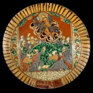 Talerz z lakierowanej ziemi przedstawiający Wniebowstąpienie Chrystusa. 1752. Sevres, Narodowe Muzeum Ceramiki autorstwa Unknown artist