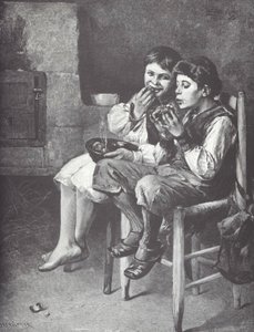 Ubodzy jedzący chłopcy, koniec XIX w. (drewno) autorstwa Unknown artist