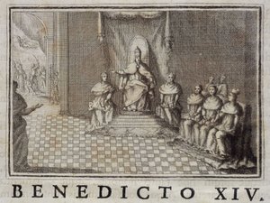 Papież Benedykt XIV (1740-1758) w „Rocznikach Zakonu Kaznodziejskiego” Thomasa-Mary Mamachi, Rzym autorstwa Unknown artist