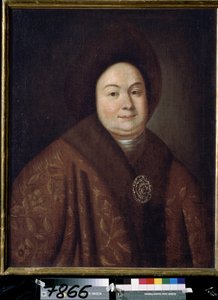 Portret carycy Eudoksji Fiodorownej Lopukhiny (1669-1731), żony Piotra I Rosji (Portret carycy Evdokiy Fiodorovny Lopukhiny, żony cara Piotra I Rosji). Anonimowe malowanie. Olej na płótnie, 80 x 63 cm, początek XVIII wieku. st autorstwa Unknown artist