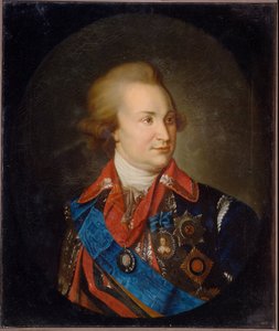 Portret księcia Taurydy, marszałka generalnego i męża stanu Grigorija Aleksandrowicza Potiomkina (lub Potiomkina) (1739-1791). (Portret księcia Taurisa, generała feldmarszałka, męża stanu G. A. Potiomkina). Ulubieniec carycy Katarzyny II (1729-1796). Pe autorstwa Unknown artist