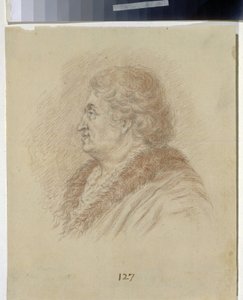 Portret księcia Taurydy, generała marszałka i męża stanu Grigorija Aleksandrowicza Potiomkina (Potiomkina) (1739-1791). (Portret księcia Taurydy, generała feldmarszałka, męża stanu G. A. Potiomkina). Anonimowy rysunek, ołówek, sangwina na papierze. sztuka  autorstwa Unknown artist