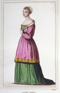 Portret Agnes Sorel (1422-1450) (Pani Beaute sur Marne) (Beaute-sur-Marne). Ulubieniec króla Karola VII. grawerunek z 1830 autorstwa Unknown artist