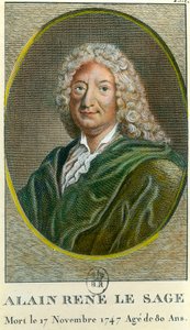 Portret Alaina Rene Lesage (Alain-Rene Le Sage) (1668-1747) francuskiego pisarza. Rycina z XVIII wieku. Prywatna kolekcja autorstwa Unknown artist