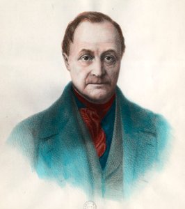 Portret Auguste Comte (1798 - 1857), francuskiego filozofa. Rycina XIX wieku. Prywatna kolekcja. autorstwa Unknown artist