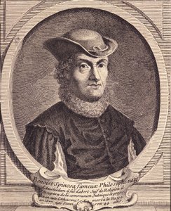 Portret Barucha Spinozy (1632-1677), holenderskiego filozofa, znanego również jako Bento de Espinosa lub Benedictus de Spinoza lub Benoit de Spinoza. Rycina z XVIII wieku. autorstwa Unknown artist