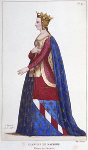 Portret Blanche z Nawarry (1224-1283) Królowa Francji Narzeczona Jana I Roux w 1236 r. Rycina z 1830 r. autorstwa Unknown artist
