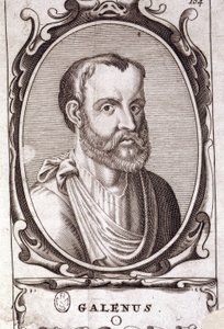 Portret Claude Galien (Klaudios Galenos lub Claudio Galeno lub Claudius Galenus lub Galen, t. 131 - t. 201), greckiego lekarza. Grawerowanie XVIII wieku. autorstwa Unknown artist