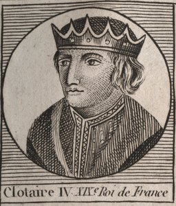 Portret Clothaire (Clothaire) IV (ok. 685-719), króla Franków Austrazji od 717 do 719 - Chlothar IV (lub Chlotar) król Franków - rycina z „Instruction sur l