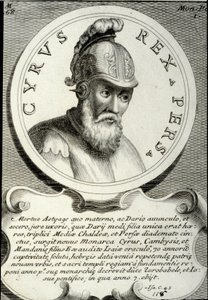 Portret Cyrusa II (ok. 559-529 pne) zwanego Cyrusem Wielkim, założyciela Imperium Perskiego. Rycina XVIII-wiecznej kolekcji prywatnej autorstwa Unknown artist