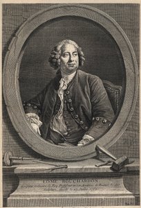 Portret Edme Bouchardona (1698-1762) francuskiego rzeźbiarza i rysownika - rycina z 1776 r. autorstwa Unknown artist