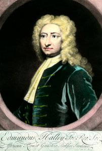 Portret Edmonda (Edmunda) Halleya (1656-1742), brytyjskiego astronoma”” Rycina XVIII-wiecznej Collection Particuliere autorstwa Unknown artist