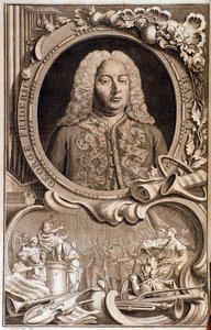 Portret Georga Friedricha Haendla (ou Haendla) (1685-1759) Frontyspis „”Święty Aleksandra” ”XVIII wiek. Bolonia, obywatelskie muzeum bibliograficzne autorstwa Unknown artist