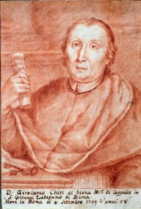 Portret Girolamo Chiti di Siena (1679-1759) włoski kapelmistrz (kapłański) Grawerowanie. 18 wiek. Bolonia, Muzeum Miejskie autorstwa Unknown artist