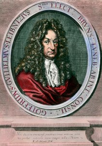 Portret Gottfrieda Wilhelma Leibniza (1646-1716) niemieckiego filozofa i matematyka. Rycina z XVIII wieku. Prywatna kolekcja autorstwa Unknown artist
