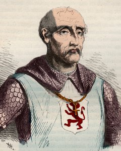 Portret Gui lub Guy de Dampierre (1226-1305) hrabiego Flandrii i hrabiego Namur - rycina z 1868 roku w „Historii Belgii od czasów pierwotnych do końca panowania Leopolda I”” autorstwa Theodore Juste (1818-1888) ). Prywatna kolekcja. autorstwa Unknown artist
