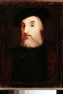 Portret Hernana CORTESA (1485-1547), hiszpańskiego konkwistadora Meksyku. Anonimowe malowanie. Madryt, Biblioteka Narodowa. autorstwa Unknown artist