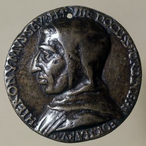 Portret Jerome Savonaroli lub Girolamo Savonaroli (1452-1498), włoskiego kaznodziei. Założył we Florencji reżim teokratyczny. Medalion czasu. autorstwa Unknown artist