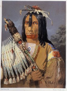 Portret Kee-Ake-Saa-Ka-Wow z kalumetem - w „Wędrówka artysty wśród Indian Ameryki Północnej” Paula Kane, Longmans & Roberts, Londyn autorstwa Unknown artist