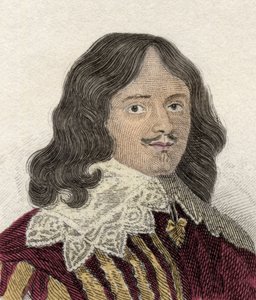 Portret Lucjusza Cary (ok. 1610-1643), 2. wicehrabiego Falkland, polityka, wojskowy i angielski pisarz. Rycina XIX wieku. autorstwa Unknown artist