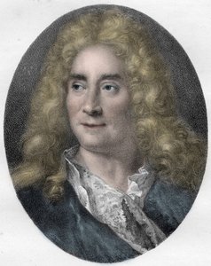 Portret Michela Boyrona (Michel Baron), angielskiego aktora i dramaturga (1653-1729) - grawerowanie autorstwa Unknown artist