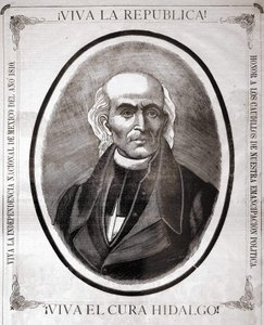 Portret Miguela Hidalgo y Costilli (1753 - 1811), księdza meksykańskiego (w 1810 proklamował niepodległość swojego kraju). Grawer wykonany na jego cześć pod koniec XIX wieku. autorstwa Unknown artist