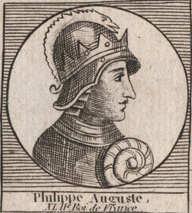 Portret Philipa II dit Philippe Auguste (1165-1223) - Philip Augustus II (1165-1223) King of France - grawerowanie z „Instruction sur l’Histoire de France” Charlesa Constanta Le Tellier 1821 autorstwa Unknown artist
