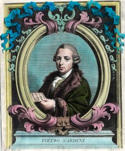 Portret Pietro Nardiniego (1722 - 1793), włoskiego skrzypka i kompozytora. Rycina z XVIII wieku. Prywatna kolekcja. autorstwa Unknown artist