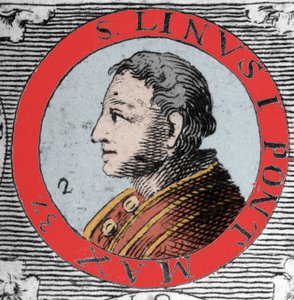 Portret papieża Lin (Linus, San Lino) wigilia Rzymu i następca Piotra. I wiek. Rycina XIX wieku. autorstwa Unknown artist