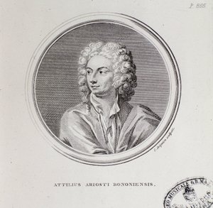Portret włoskiego kompozytora Attilius Ariosto (Grawerowanie autorstwa Unknown artist