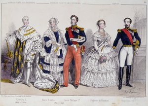 Portret Burbonów. Od lewej do prawej: Karol X (1757-1836), Marie Amelie (1782-1866), Ludwik Filip I (1773-1850), Eugenia de Guzman (1826-1920) i Napoleon III (1808-1873). autorstwa Unknown artist