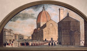 Procesja na placu katedralnym Santa Maria del Fiore, Florencja (obraz, ok. 1650) autorstwa Unknown artist