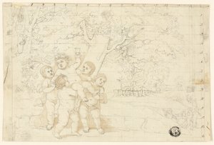 Putti niosący młodego Bachusa autorstwa Unknown artist
