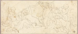 Putti w zabawie z jeleniem i psem autorstwa Unknown artist