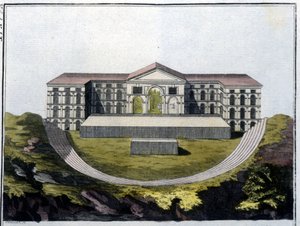 Rekonstrukcja greckiego teatru Bachusa w Atenach. - w „” Le costume ancien et moderne””” Ferrario, wyd. Mediolan autorstwa Unknown artist