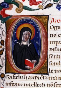 Reprezentacja św. Klary (Chiary) z Asyżu (ok. 1192-1253), założycielki zakonu klarysek. Miniatura z XV-wiecznego rękopisu. autorstwa Unknown artist