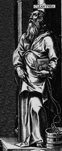 Reprezentacja greckiego filozofa stoicy Cleanthe (330-232 pne)”” Grawerowanie z frontyspisu „”Pracy filozoficzne”” Seneque autorstwa Unknown artist
