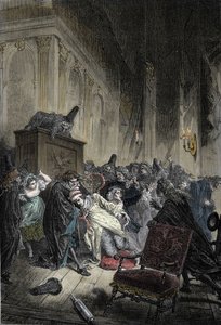 Reprezentacja śmierci Jean-Baptiste Poquelina, dit Moliere (1622-1673), śmierć z powodu przekrwienia płuc podczas przedstawienia „Wyimaginowanych chorych” w dniu 17.02.1673 autorstwa Unknown artist