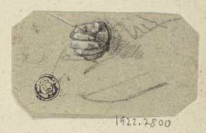 Prawa ręka trzymająca narzędzie do rysowania autorstwa Unknown artist