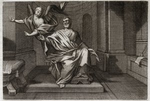 Biblia Royaumont, Nowy Testament: Ewangelista św Mateusza z Aniołem. Ilustracja z 1811 roku. autorstwa Unknown artist