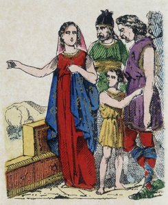 Sainte Genevieve (422-502), patronka Paryża, odwiodła paryżan od opuszczenia swojego miasta, któremu groził w 451 roku król Hunów Attyla. autorstwa Unknown artist