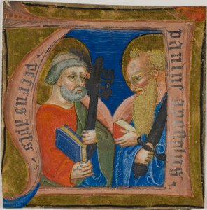 Święci Piotr i Paweł w historycznym inicjale "N" ze śpiewnika autorstwa Unknown artist