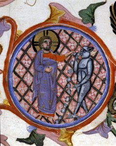 Scena egzorcyzmów. Miniatura z XIV wieku. biblioteca Nazionale Braidens. Mediolan autorstwa Unknown artist