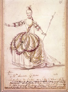 Scenografia: rysunek kostiumowy do pasterskiego „Zais” Jeana Philippe (Jean-Philippe) Rameau (1683-1764) 1761. Akwarela. autorstwa Unknown artist