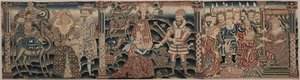 Fragment haftowanego fryzu: Rebeka spotykająca Izaaka, Abigail spotykająca Dawida z prezentem, Sąd Salomona autorstwa Unknown artist