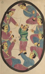 Siedmiu bohaterów lub wojowników zabiło Abhimanyu, syna Arjuna autorstwa Unknown artist